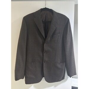 Kiton Napoli 100% Cashmere Sport Coat Brown Plaid EU 48 / US 38 Made in Italy